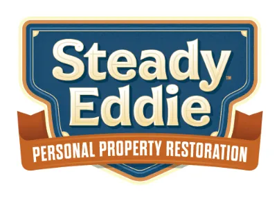 Steady Eddie logo with blue background and orange banner, featuring the text "Personal Property Restoration.